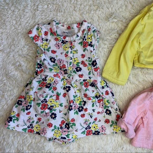 Floral onesie dress with 2 lightweight sweaters - Picture 2 of 8